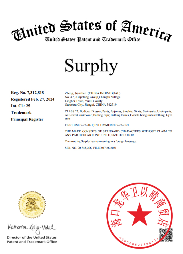 SURPHY trademark registration