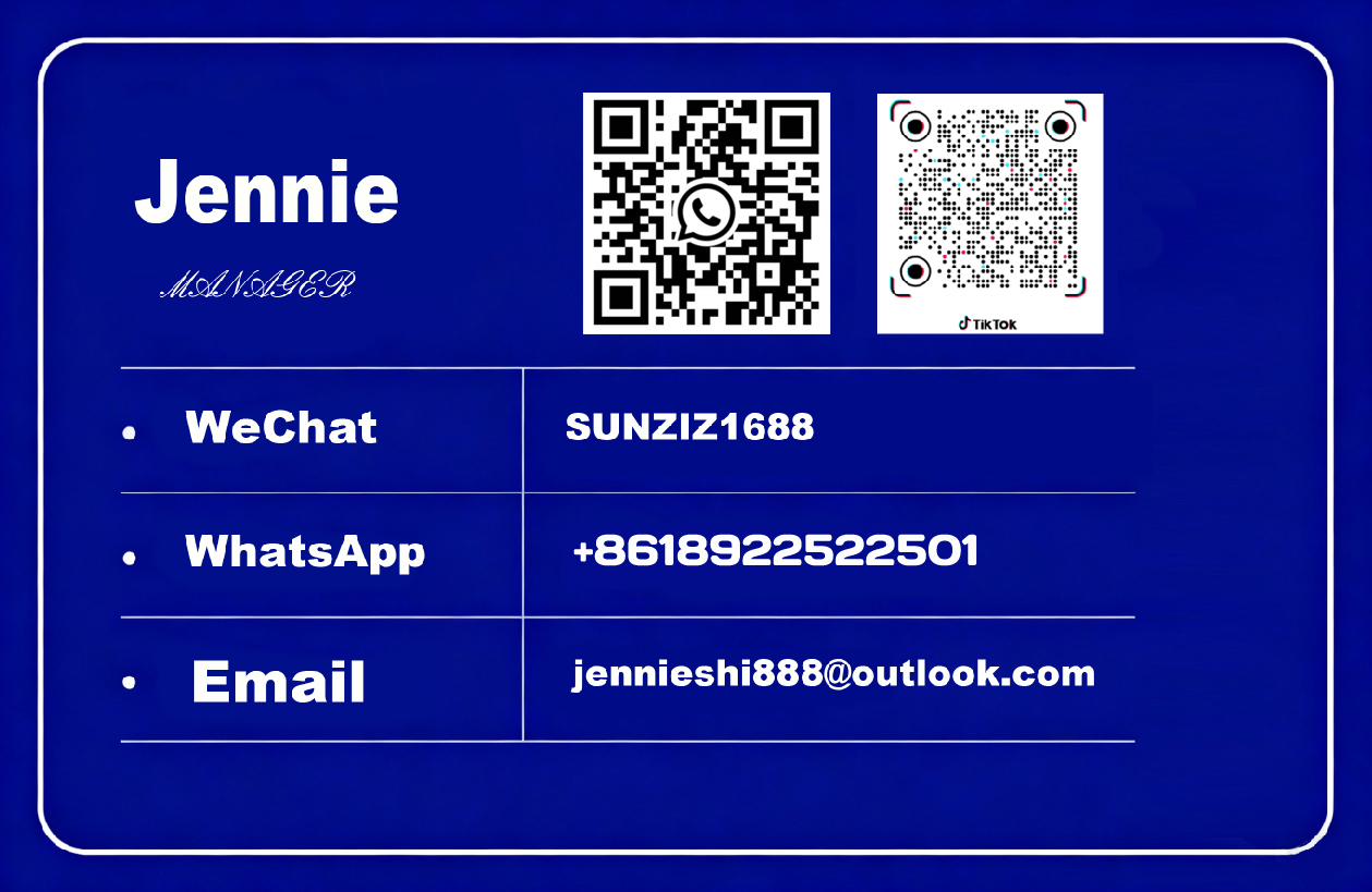 Jennie contact card with WhatsApp, TikTok and email details