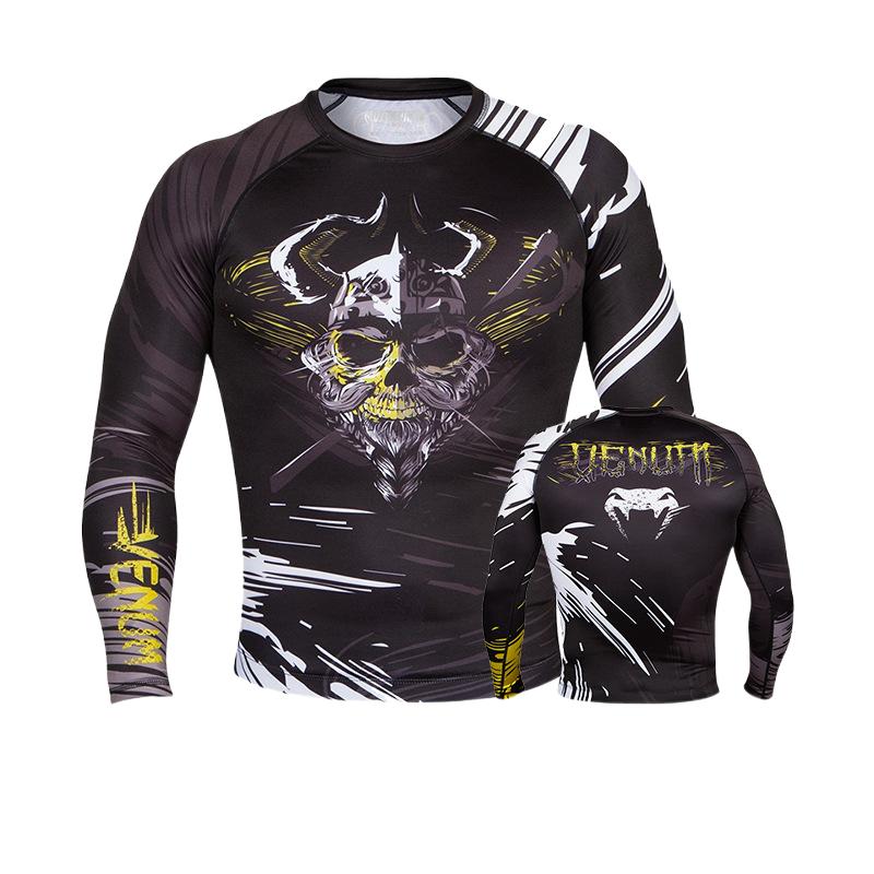 Boxing Shirt Muay Thai Tight Long Sleeve Fitness Training Combat Running Fighting T-Shirt Martial Arts Sportswear Venom Top - SURPHY