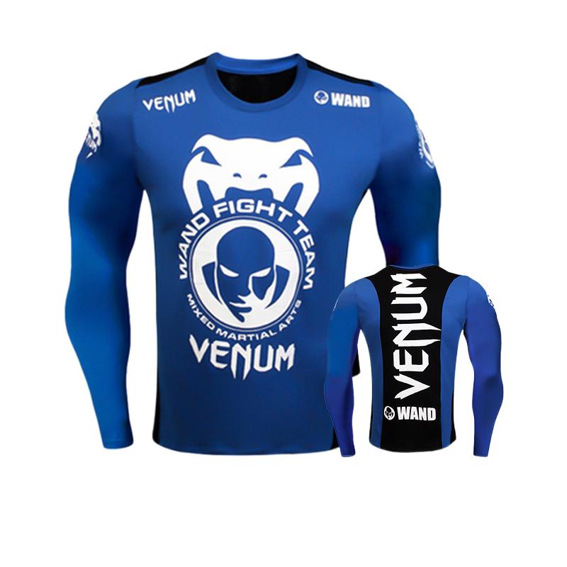 Boxing Shirt Muay Thai Tight Long Sleeve Fitness Training Combat Running Fighting T-Shirt Martial Arts Sportswear Venom Top - SURPHY
