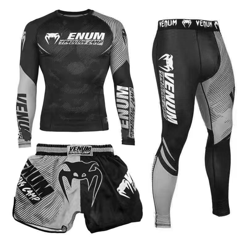 New Boxing Pants Combat MMA Mixed Martial Arts UFC Running Sports Training Quick-Dry Pants Venom Three-Piece Set - SURPHY