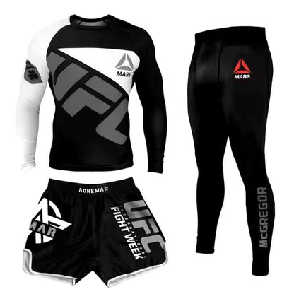 New Boxing Pants Combat MMA Mixed Martial Arts UFC Running Sports Training Quick-Dry Pants Venom Three-Piece Set - SURPHY