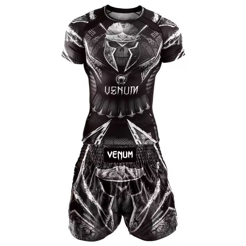 New Boxing Pants Combat MMA Mixed Martial Arts UFC Running Sports Training Quick-Dry Pants Venom Three-Piece Set - SURPHY