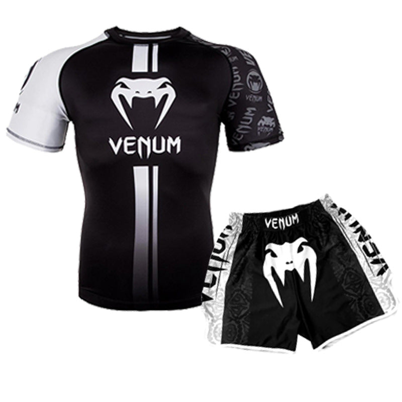 Training Wear UFC Suit Men's Boxing Tight Quick Drying Clothes Thai Boxing Short Sleeve Shorts Gym Fighting - SURPHY