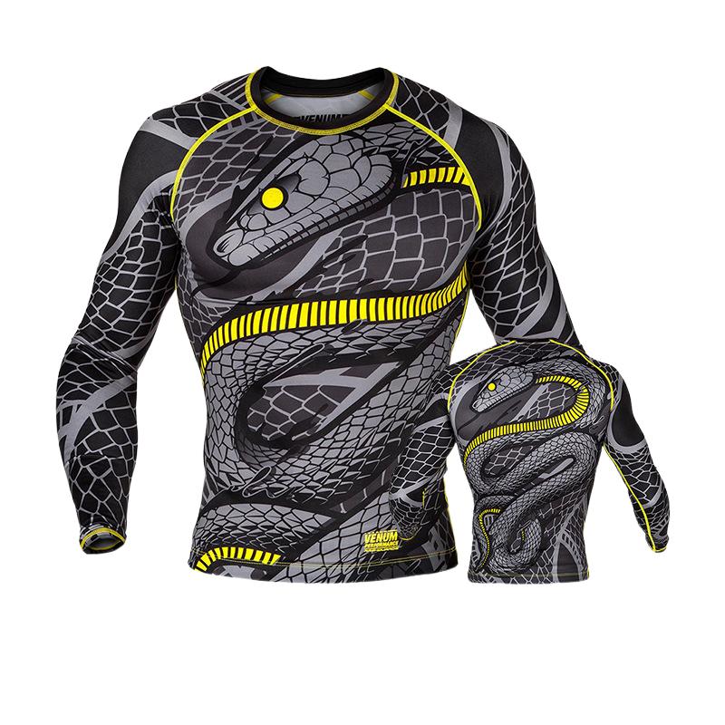 Boxing Shirt Muay Thai Tight Long Sleeve Fitness Training Combat Running Fighting T-Shirt Martial Arts Sportswear Venom Top - SURPHY