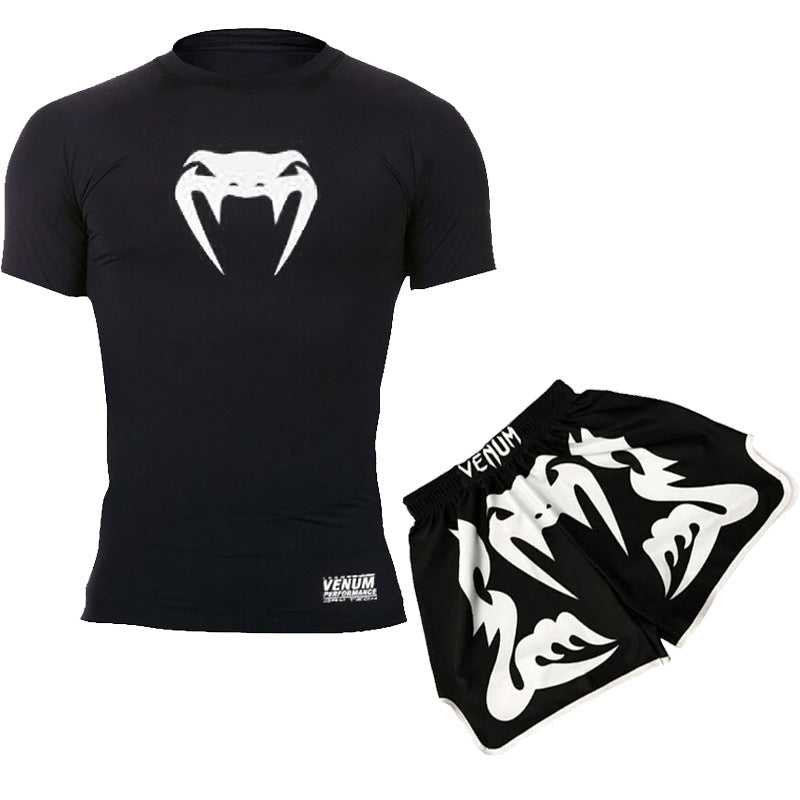 Training Wear UFC Suit Men's Boxing Tight Quick Drying Clothes Thai Boxing Short Sleeve Shorts Gym Fighting - SURPHY