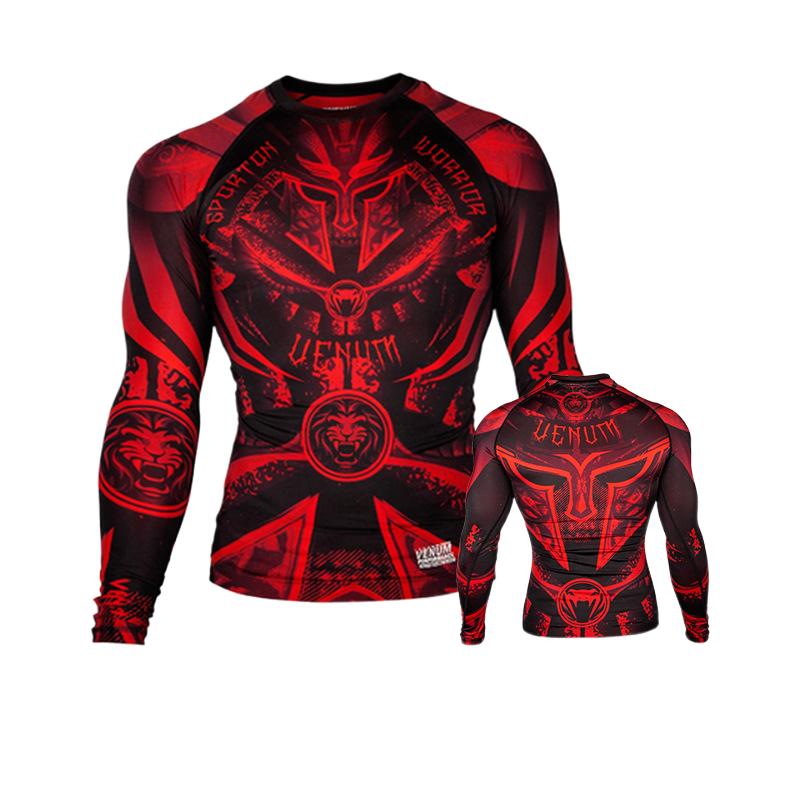 Boxing Shirt Muay Thai Tight Long Sleeve Fitness Training Combat Running Fighting T-Shirt Martial Arts Sportswear Venom Top - SURPHY