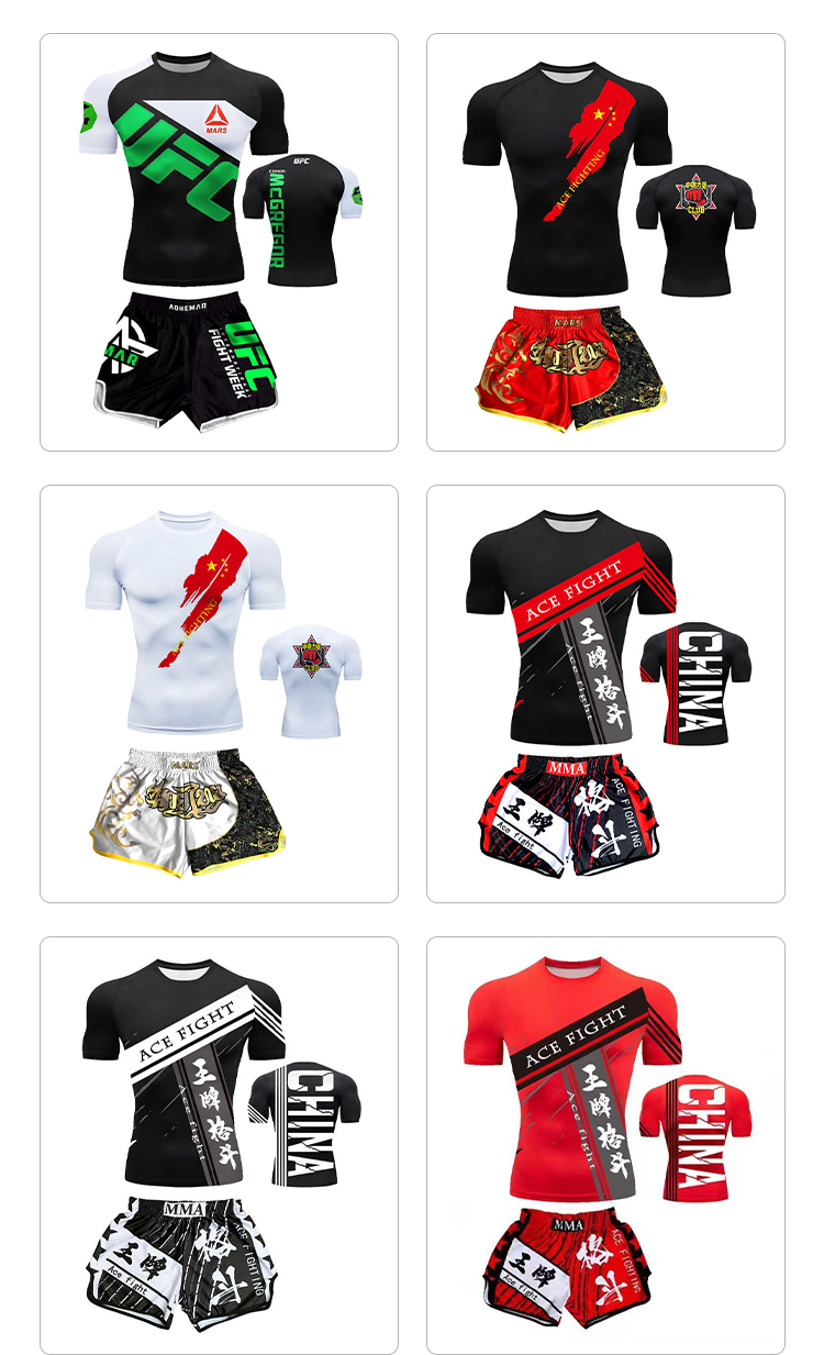 Boxing Training Wear Muay Thai Boxing Clothes Shorts Men's UFC Sanda Quick-Drying Short-Sleeved T-shirt Customization - SURPHY