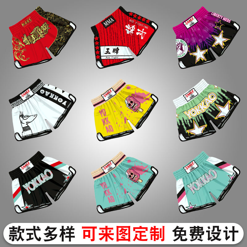 Muay Thai High Waist Shorts Boxing Freestyle Fighting Pants Unisex Mixed Martial Arts Sanda UFC Training Uniform Customizable - SURPHY