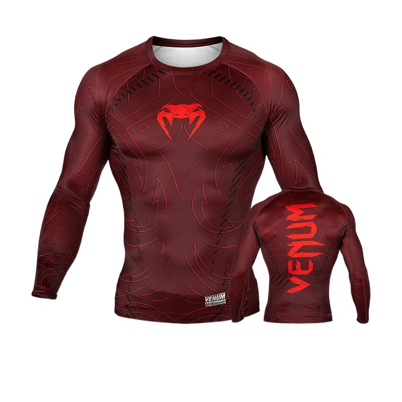Boxing Shirt Muay Thai Tight Long Sleeve Fitness Training Combat Running Fighting T-Shirt Martial Arts Sportswear Venom Top - SURPHY