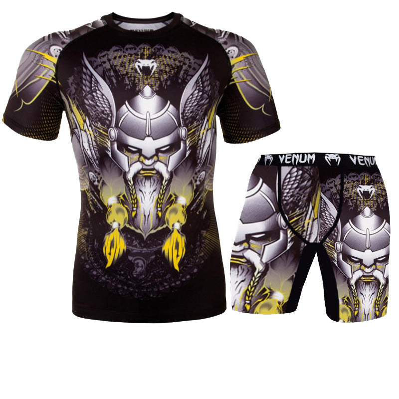Training Wear UFC Suit Men's Boxing Tight Quick Drying Clothes Thai Boxing Short Sleeve Shorts Gym Fighting - SURPHY