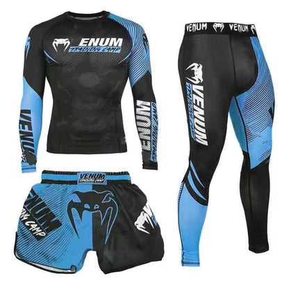 New Boxing Pants Combat MMA Mixed Martial Arts UFC Running Sports Training Quick-Dry Pants Venom Three-Piece Set - SURPHY