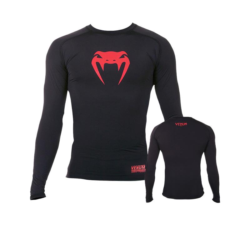 Boxing Shirt Muay Thai Tight Long Sleeve Fitness Training Combat Running Fighting T-Shirt Martial Arts Sportswear Venom Top - SURPHY