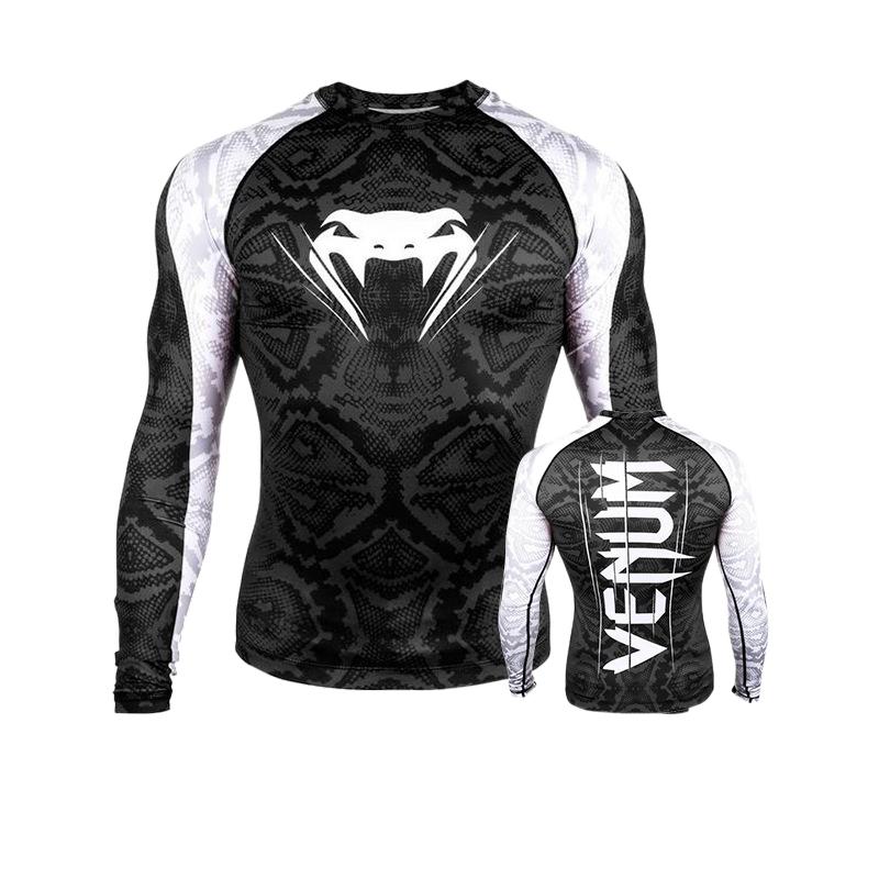 Boxing Shirt Muay Thai Tight Long Sleeve Fitness Training Combat Running Fighting T-Shirt Martial Arts Sportswear Venom Top - SURPHY
