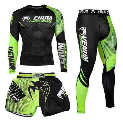 New Boxing Pants Combat MMA Mixed Martial Arts UFC Running Sports Training Quick-Dry Pants Venom Three-Piece Set - SURPHY