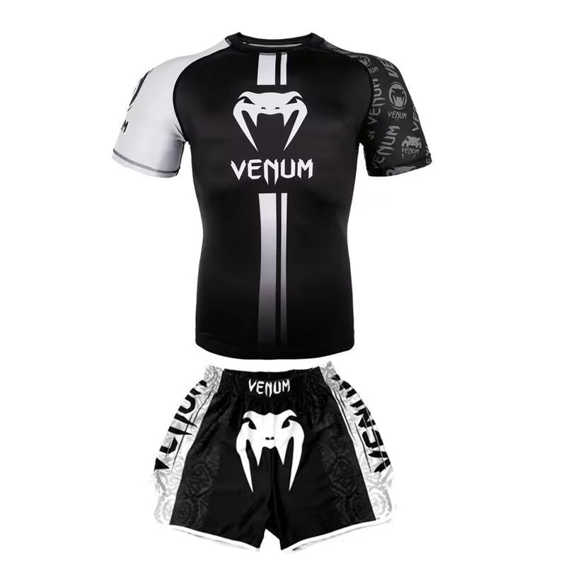 New Boxing Pants Combat MMA Mixed Martial Arts UFC Running Sports Training Quick-Dry Pants Venom Three-Piece Set - SURPHY