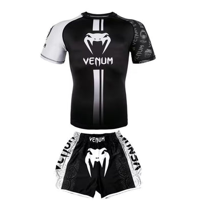 New Boxing Pants Combat MMA Mixed Martial Arts UFC Running Sports Training Quick-Dry Pants Venom Three-Piece Set - SURPHY