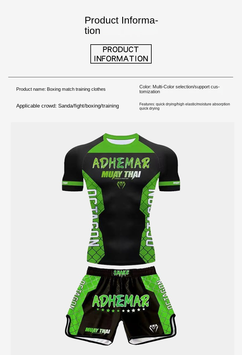 Customized Professional Children's Comprehensive Fighting Suit Boxing Sanda Training Wear Free Muay Thai Boxing Clothes Short Sleeve Two-Piece Suit - SURPHY