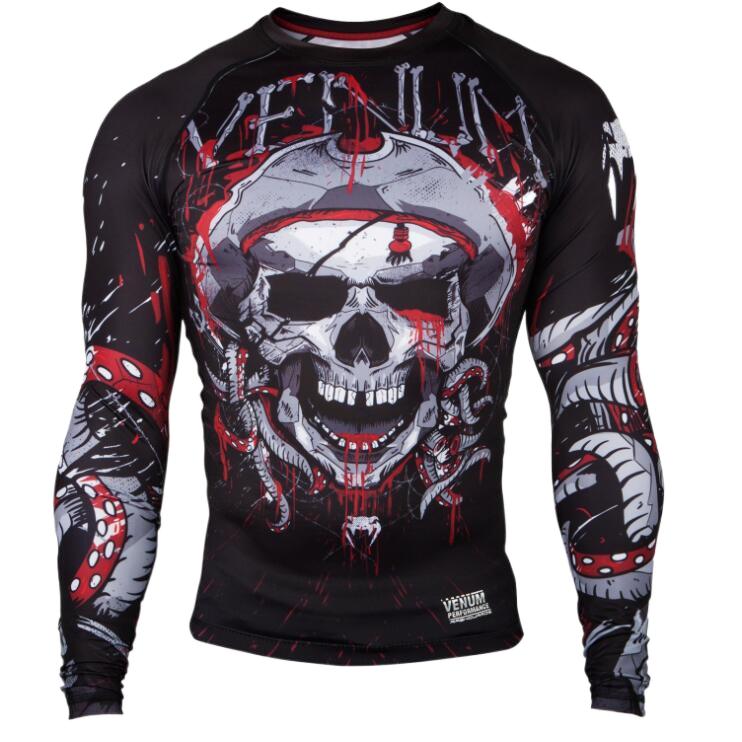 Boxing Shirt Muay Thai Tight Long Sleeve Fitness Training Combat Running Fighting T-Shirt Martial Arts Sportswear Venom Top - SURPHY