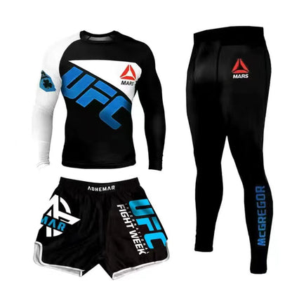New Boxing Pants Combat MMA Mixed Martial Arts UFC Running Sports Training Quick-Dry Pants Venom Three-Piece Set - SURPHY