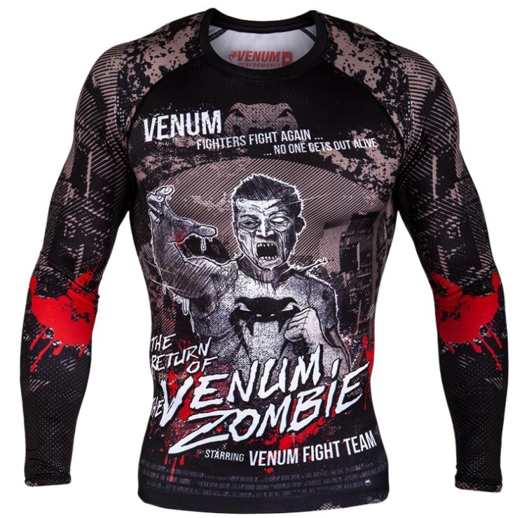 Boxing Shirt Muay Thai Tight Long Sleeve Fitness Training Combat Running Fighting T-Shirt Martial Arts Sportswear Venom Top - SURPHY