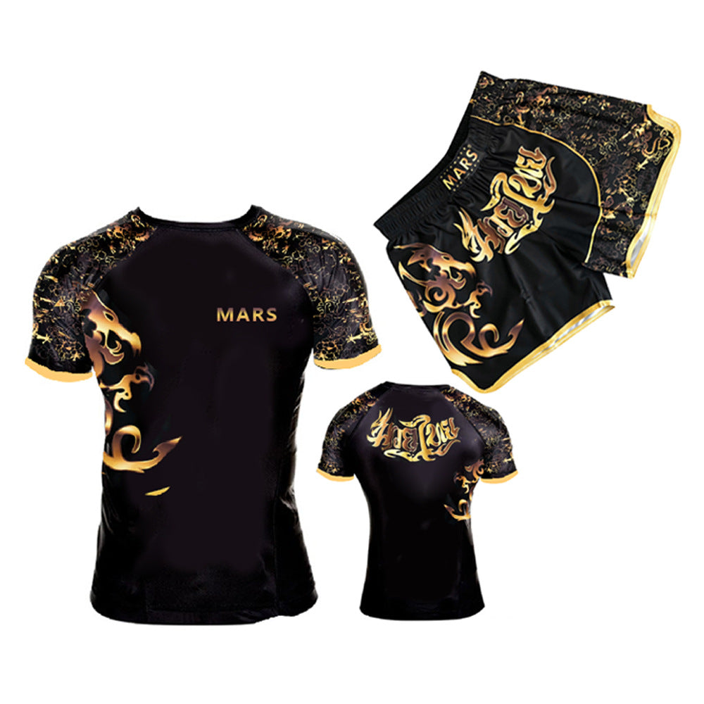 Training Wear UFC Suit Men's Boxing Tight Quick Drying Clothes Thai Boxing Short Sleeve Shorts Gym Fighting - SURPHY