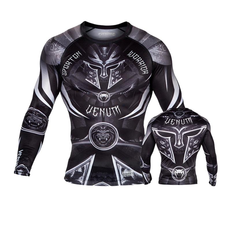 Boxing Shirt Muay Thai Tight Long Sleeve Fitness Training Combat Running Fighting T-Shirt Martial Arts Sportswear Venom Top - SURPHY