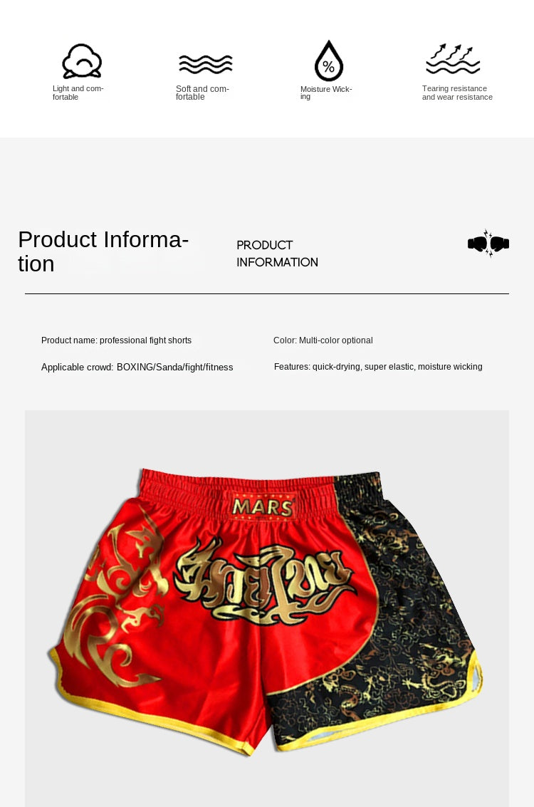 Combat Fighting Professional Sanda Shorts Male MMA Children Muay Thai Shorts Children Boxing Match Fighting Training Wear - SURPHY