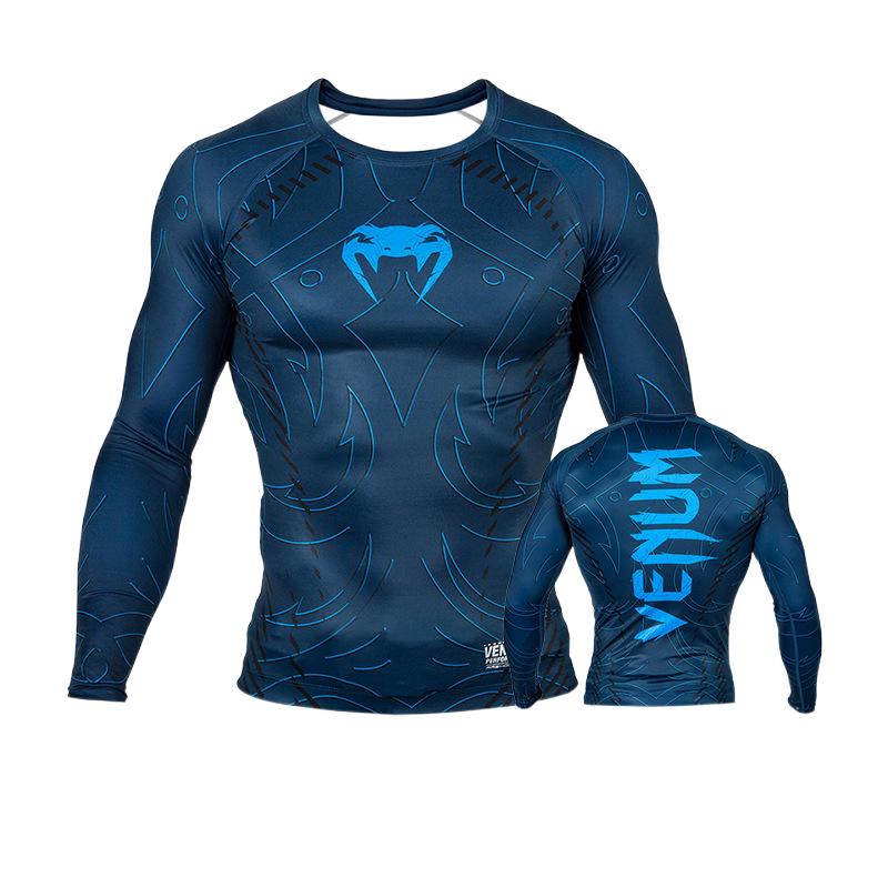 Boxing Shirt Muay Thai Tight Long Sleeve Fitness Training Combat Running Fighting T-Shirt Martial Arts Sportswear Venom Top - SURPHY