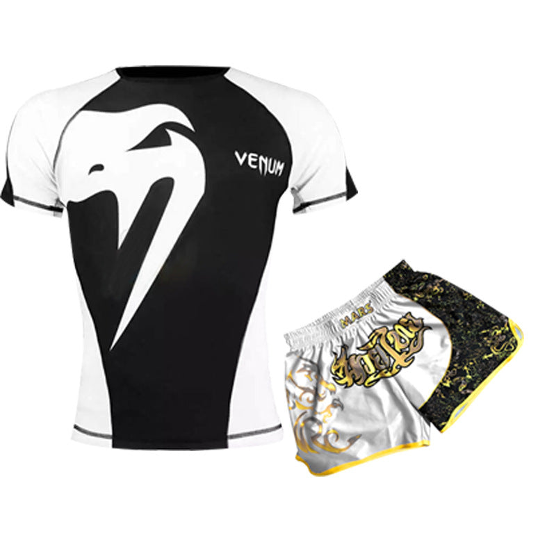 Training Wear UFC Suit Men's Boxing Tight Quick Drying Clothes Thai Boxing Short Sleeve Shorts Gym Fighting - SURPHY