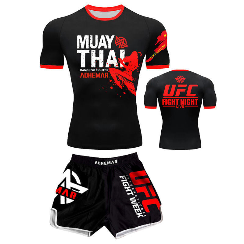 Boxing Training Wear Muay Thai Boxing Clothes Shorts Men's UFC Sanda Quick-Drying Short-Sleeved T-shirt Customization - SURPHY