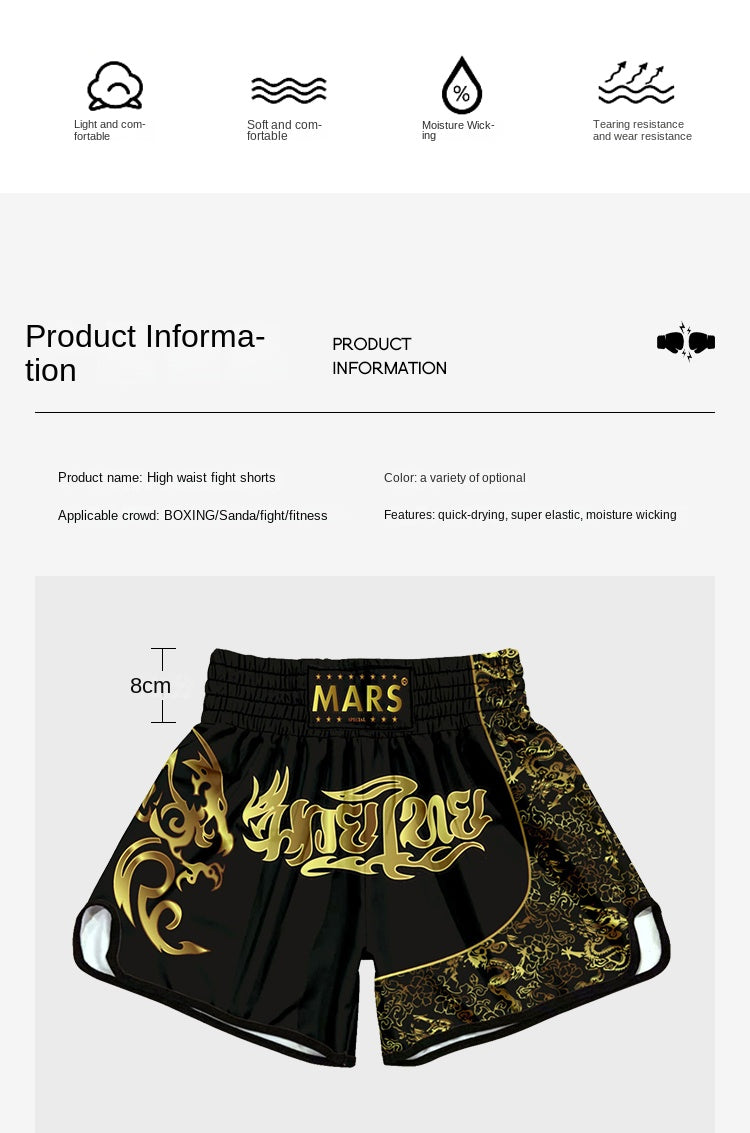 Muay Thai High Waist Shorts Boxing Freestyle Fighting Pants Unisex Mixed Martial Arts Sanda UFC Training Uniform Customizable - SURPHY