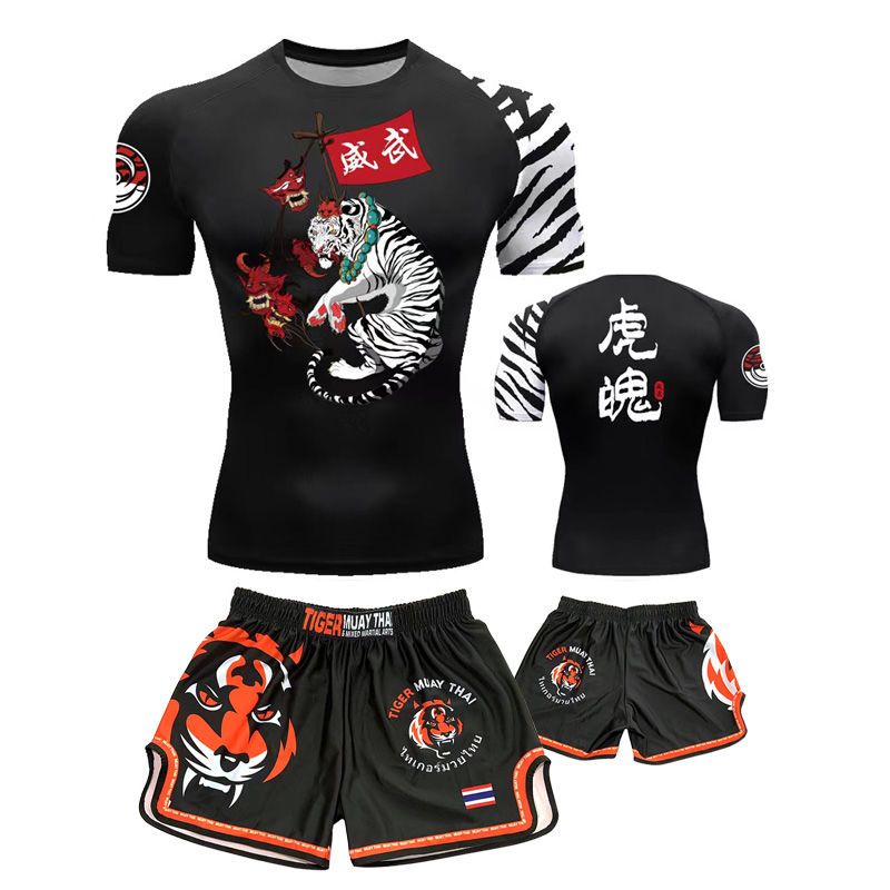 Boxing Training Wear Muay Thai Boxing Clothes Shorts Men's UFC Sanda Quick-Drying Short-Sleeved T-shirt Customization - SURPHY