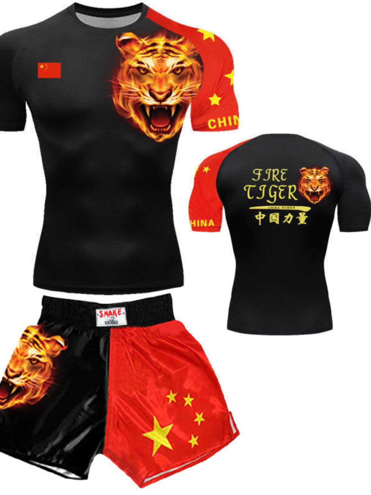 Boxing training clothes Muay Thai shorts men/women/children UFC Sanda fighting MMA children's short-sleeved T-shirt suit customization - SURPHY