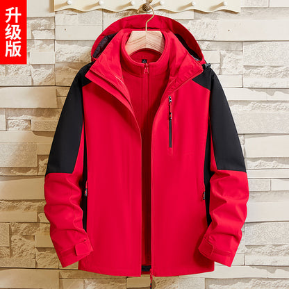 Winter thickened waterproof fishing suit, autumn and winter ski jacket plus detachable jacket 3-in-1 outdoor jacket - SURPHY