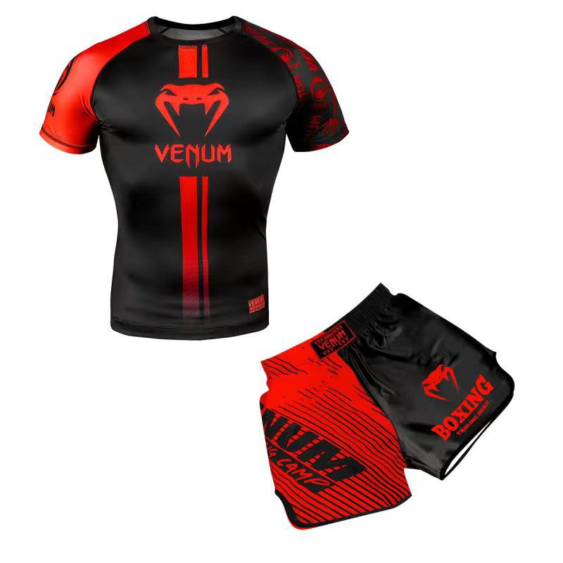 Training Wear UFC Suit Men's Boxing Tight Quick Drying Clothes Thai Boxing Short Sleeve Shorts Gym Fighting - SURPHY