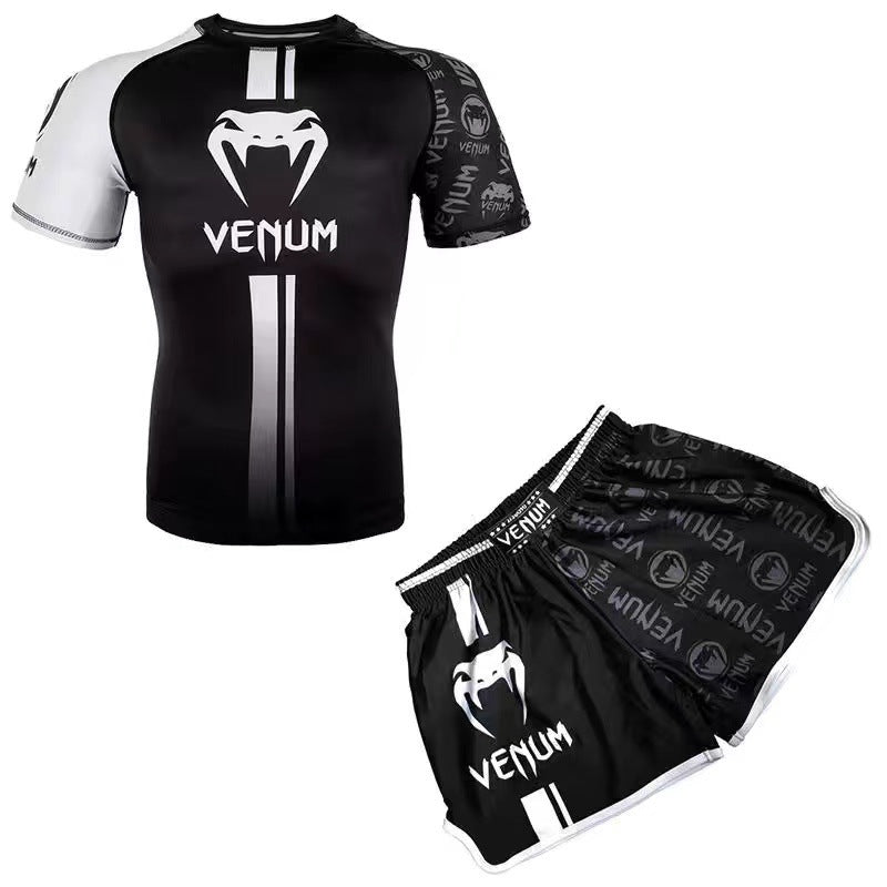 Training Wear UFC Suit Men's Boxing Tight Quick Drying Clothes Thai Boxing Short Sleeve Shorts Gym Fighting - SURPHY