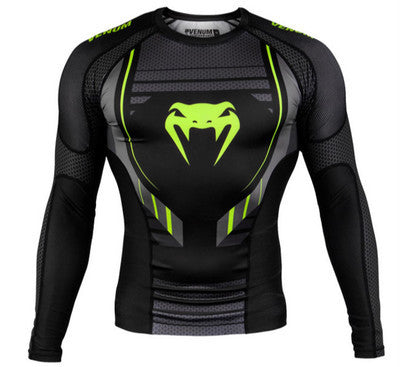 Boxing Shirt Muay Thai Tight Long Sleeve Fitness Training Combat Running Fighting T-Shirt Martial Arts Sportswear Venom Top - SURPHY