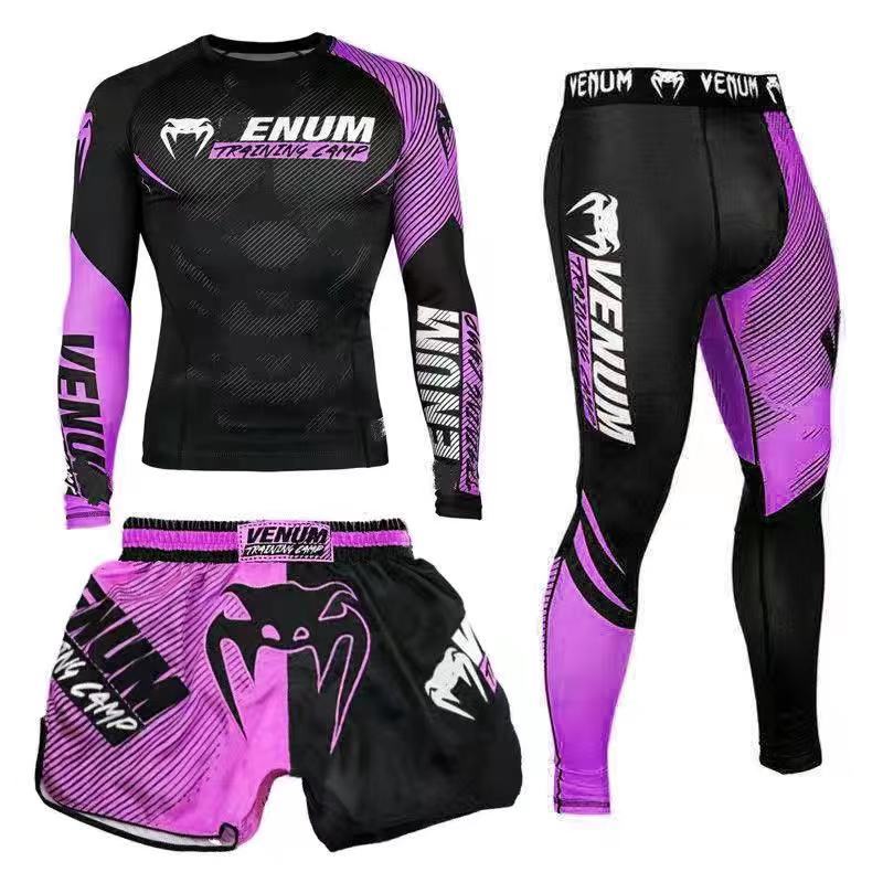 New Boxing Pants Combat MMA Mixed Martial Arts UFC Running Sports Training Quick-Dry Pants Venom Three-Piece Set - SURPHY
