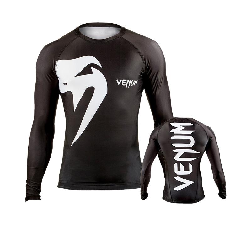 Boxing Shirt Muay Thai Tight Long Sleeve Fitness Training Combat Running Fighting T-Shirt Martial Arts Sportswear Venom Top - SURPHY