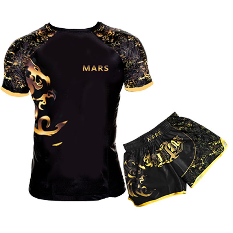 Training Wear UFC Suit Men's Boxing Tight Quick Drying Clothes Thai Boxing Short Sleeve Shorts Gym Fighting - SURPHY