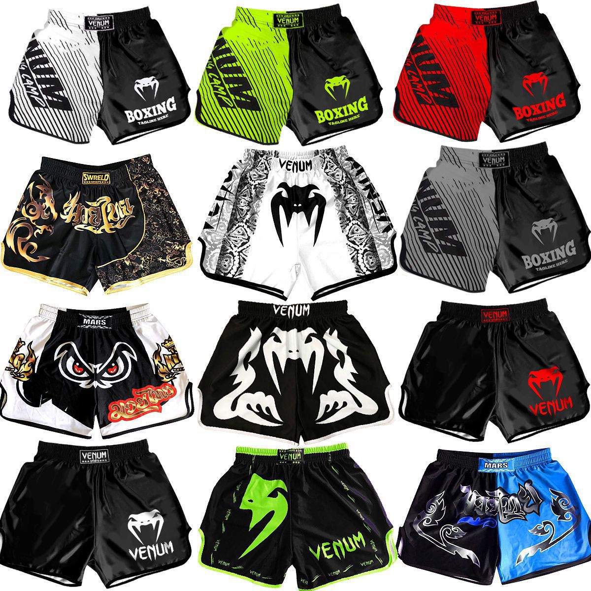 Venom Training Suit UFC Set Men's Boxing Compression Quick-Dry Clothing Muay Thai Fighting Short Sleeve Shorts Gym Combat - SURPHY