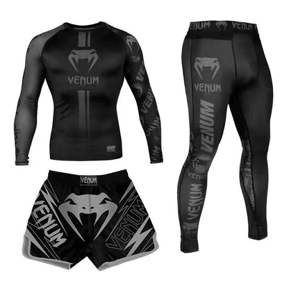 New Boxing Pants Combat MMA Mixed Martial Arts UFC Running Sports Training Quick-Dry Pants Venom Three-Piece Set - SURPHY