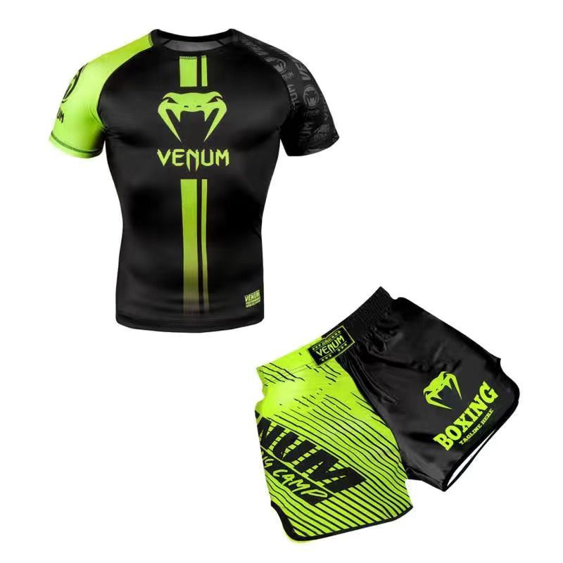 Training Wear UFC Suit Men's Boxing Tight Quick Drying Clothes Thai Boxing Short Sleeve Shorts Gym Fighting - SURPHY