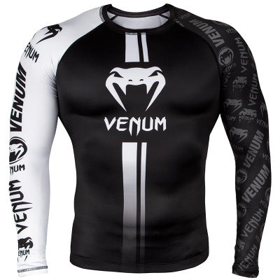 Boxing Shirt Muay Thai Tight Long Sleeve Fitness Training Combat Running Fighting T-Shirt Martial Arts Sportswear Venom Top - SURPHY