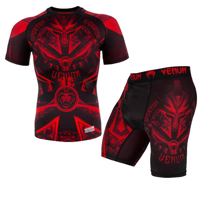 Training Wear UFC Suit Men's Boxing Tight Quick Drying Clothes Thai Boxing Short Sleeve Shorts Gym Fighting - SURPHY