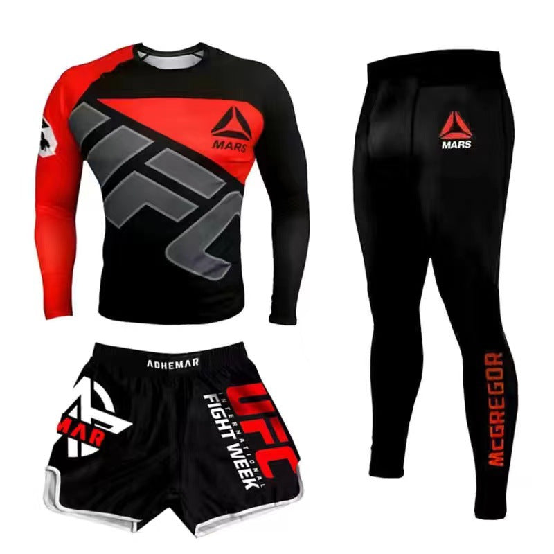 New Boxing Pants Combat MMA Mixed Martial Arts UFC Running Sports Training Quick-Dry Pants Venom Three-Piece Set - SURPHY