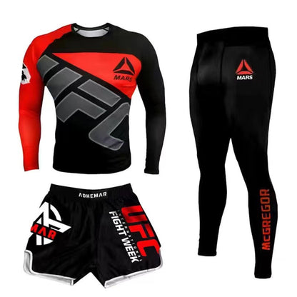 New Boxing Pants Combat MMA Mixed Martial Arts UFC Running Sports Training Quick-Dry Pants Venom Three-Piece Set - SURPHY