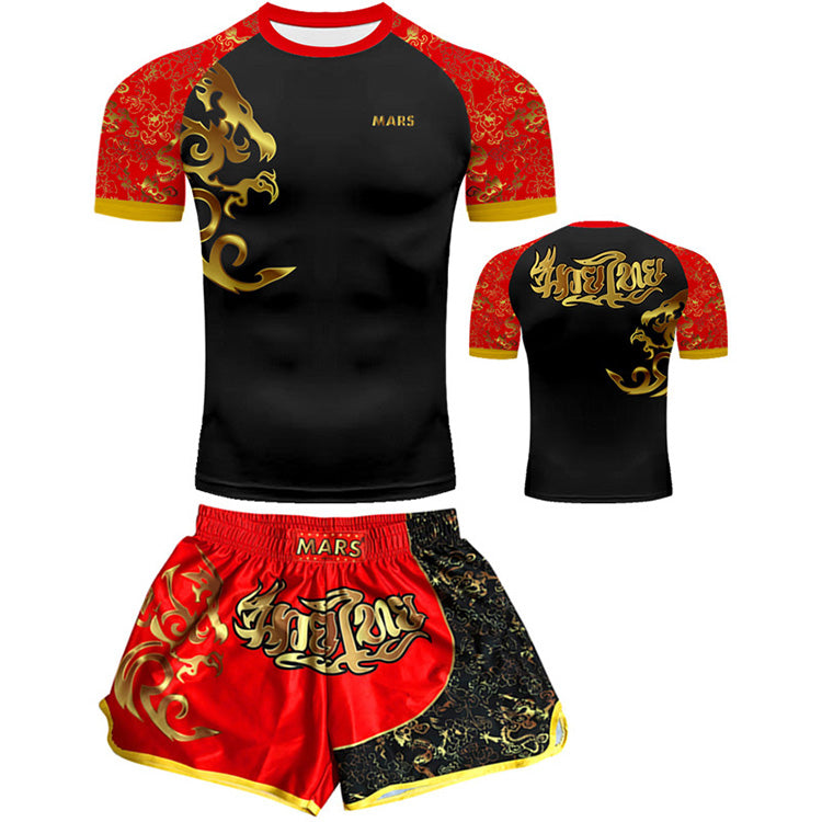 Customized Professional Children's Comprehensive Fighting Suit Boxing Sanda Training Wear Free Muay Thai Boxing Clothes Short Sleeve Two-Piece Suit - SURPHY