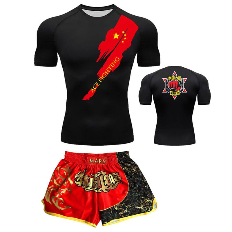 Boxing Training Wear Muay Thai Boxing Clothes Shorts Men's UFC Sanda Quick-Drying Short-Sleeved T-shirt Customization - SURPHY